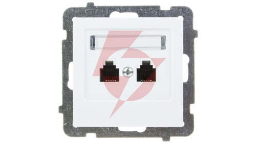 AS Gniazdo telefoniczne podwójne RJ11 niezależne białe GPT-2GN/m/00