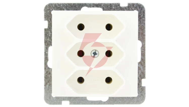 AS Gniazdo potrójne b/u 2.5A EURO ecru GP-3G/m/27