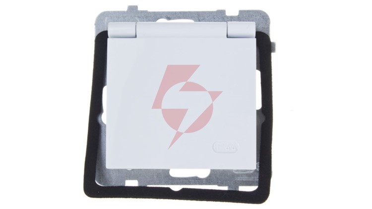 AS Gniazdo bryzgoszczelne z/u IP44 klapka biała GPH-1GZ/m/00/w
