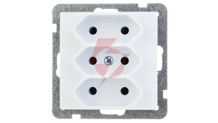 AS Gniazdo potrójne b/u 2.5A EURO białe GP-3G/m/00
