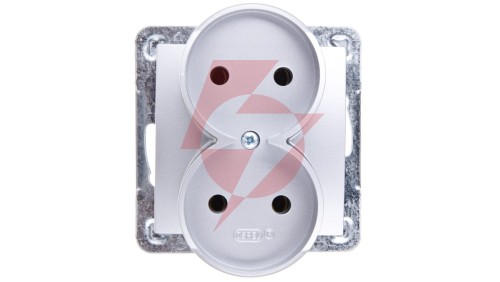 IMPRESJA Gniazdo podwójne b/u srebrne GP-2YR/m/18