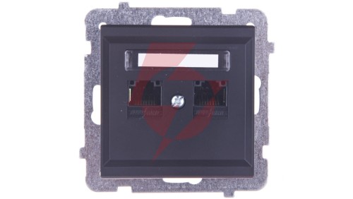 SONATA Gniazdo komputerowe podwójne 2xRJ45 kat.5e czarny metalik KRONE GPK-2R/K/m/33