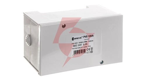 Transformator 1-fazowy bezpieczeństwa PVS 120/A 230/ 24V 5,0A, w obudowie, IP54, Ta 40, 16024-9995