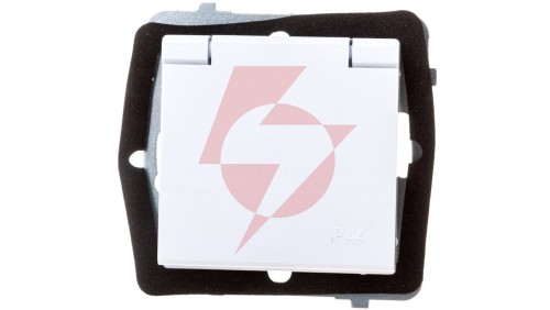 SONATA Gniazdo bryzgoszczelne z/u IP44 klapka biała GPH-1RZ/m/00/w