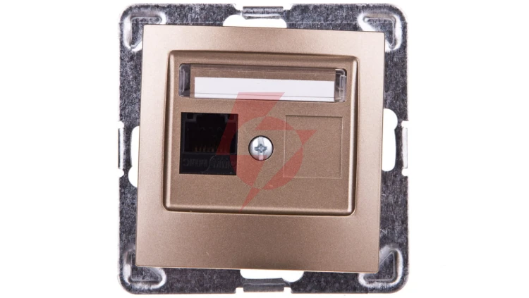 IMPRESJA Gniazdo komputerowe pojedyncze RJ45 kat.5e MMC złoty metalik GPK-1Y/K/m/28