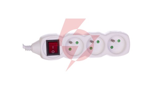Przedłużacz z wyłącznikiem 3-gniazda z/u 5m /H05VV-F 3G1/ biały P1315