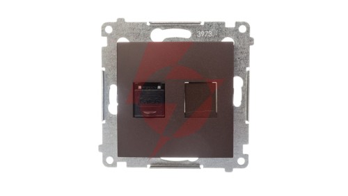 Simon 54 Gniazdo komputerowe pojedyncze RJ45 kat6 z przesłoną brąz mat D61.01/46