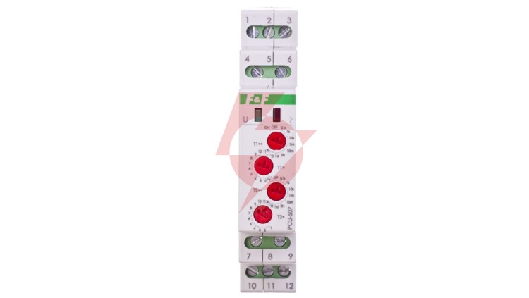 Przekaźnik czasowy 2P 8A 0,1sek-576h (praca/przerwa) 24V AC/DC 2-funkcyjny PCU-507-24V
