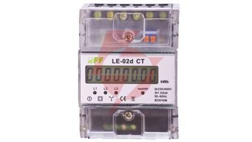 Licznik energii elektrycznej 3-fazowy 5A 230/400V do współpracy z przekładnikiem (programowalny) 20-6000/5A LCD LE-02D-CT