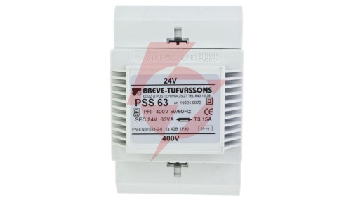 Transformator 1-fazowy modułowy bezpieczeństwa PSS 63 400/ 24V 2,6A, na szynę DIN, IP30, Ta 40, 16024-9972