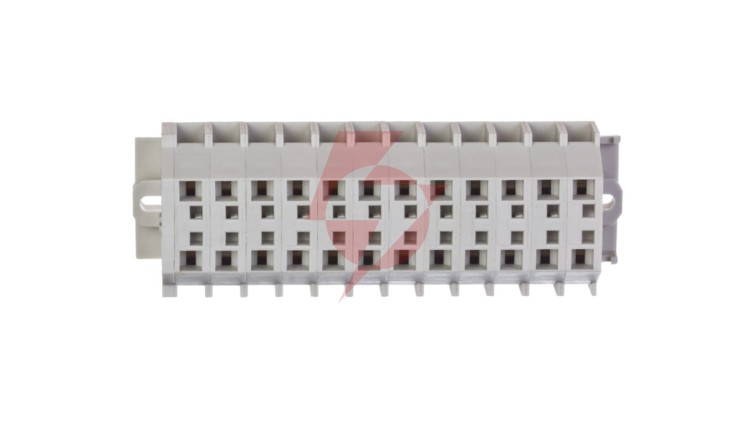 Listwa zaciskowa 12-torowa 2-przewodowa ExeII 4mm2 z uchwytami montażowymi fi 3,2mm jasnoszara 262-142